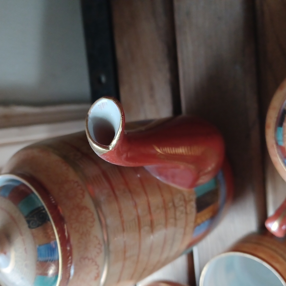 Vintage Japanese 1000 faces geisha lithophane porcelain demitasse 22 pc. Set - Picture 7 of 14